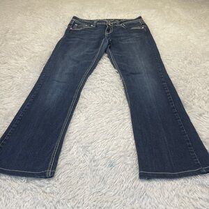 L.A. Idol High Rise Dark Blue Jeans WOMENS SIZE 7 THEY HAVE BEEN HEEMED TO 30 in